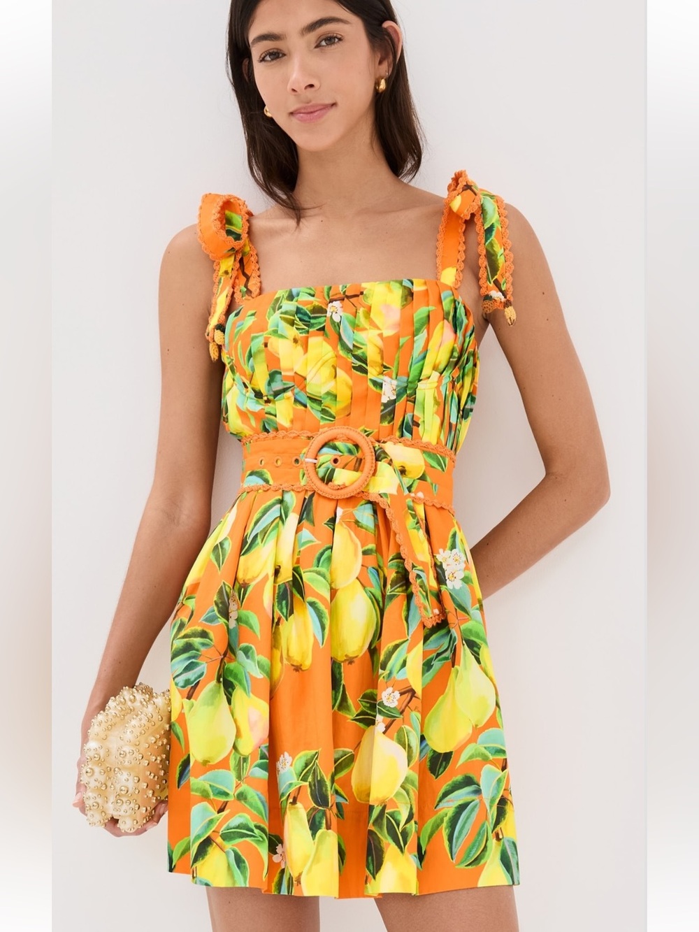FARM Rio Orange Lemon Print Mini Dress